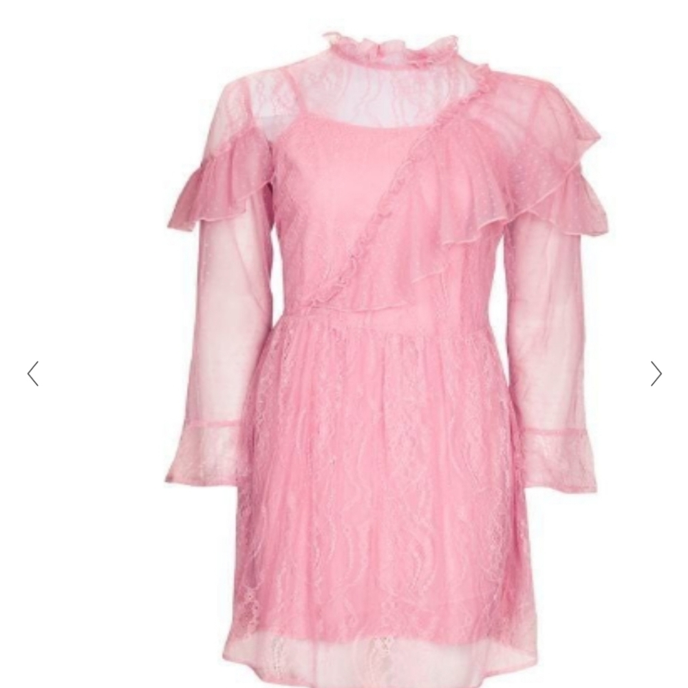 Lace dress pink topshop